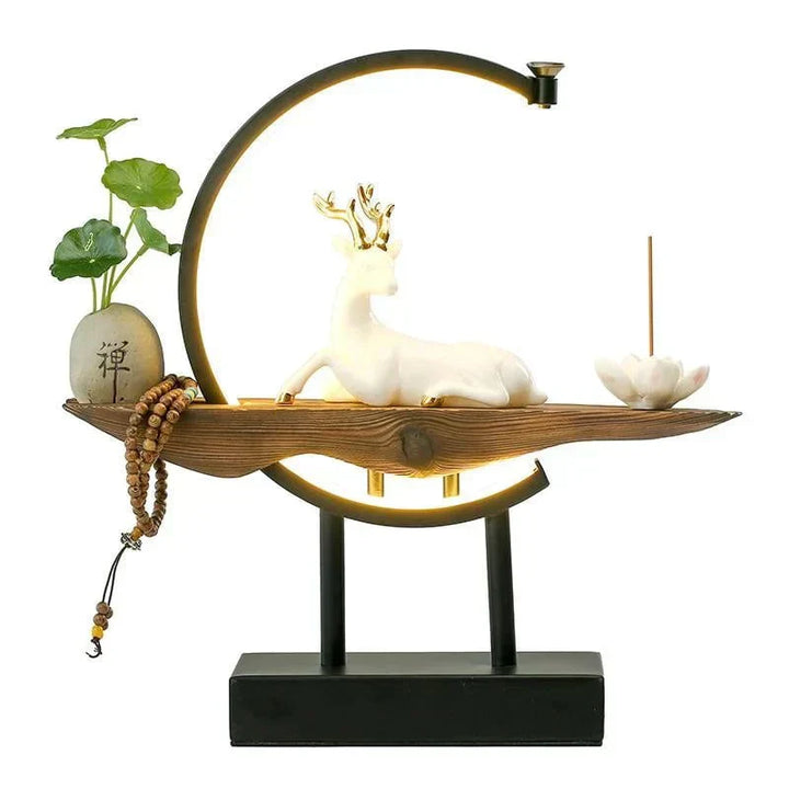 White Deer Incense Burner Lamp - SereneStag-Nora Luxe