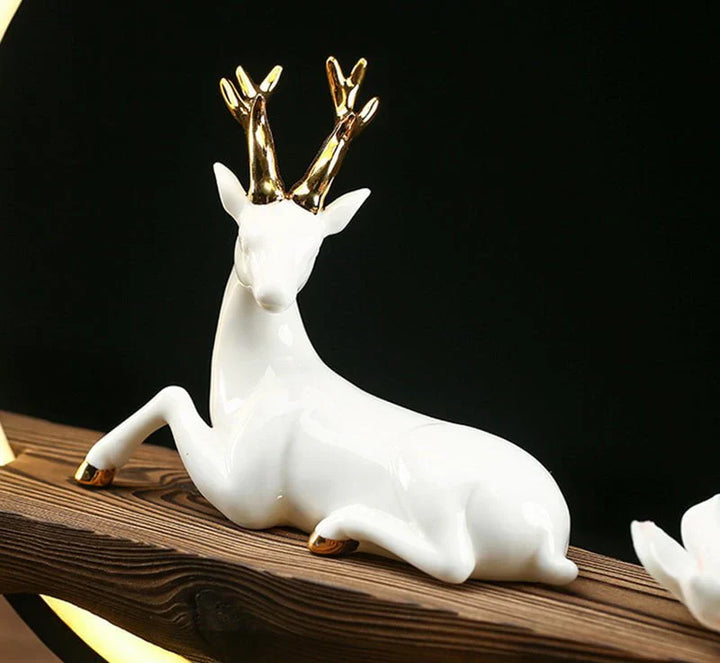 White Deer Incense Burner Lamp - SereneStag-Nora Luxe