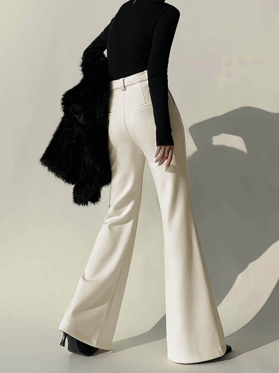 White High-Waist Trousers with Wide Legs for Women - Amara-XS-Nora Luxe