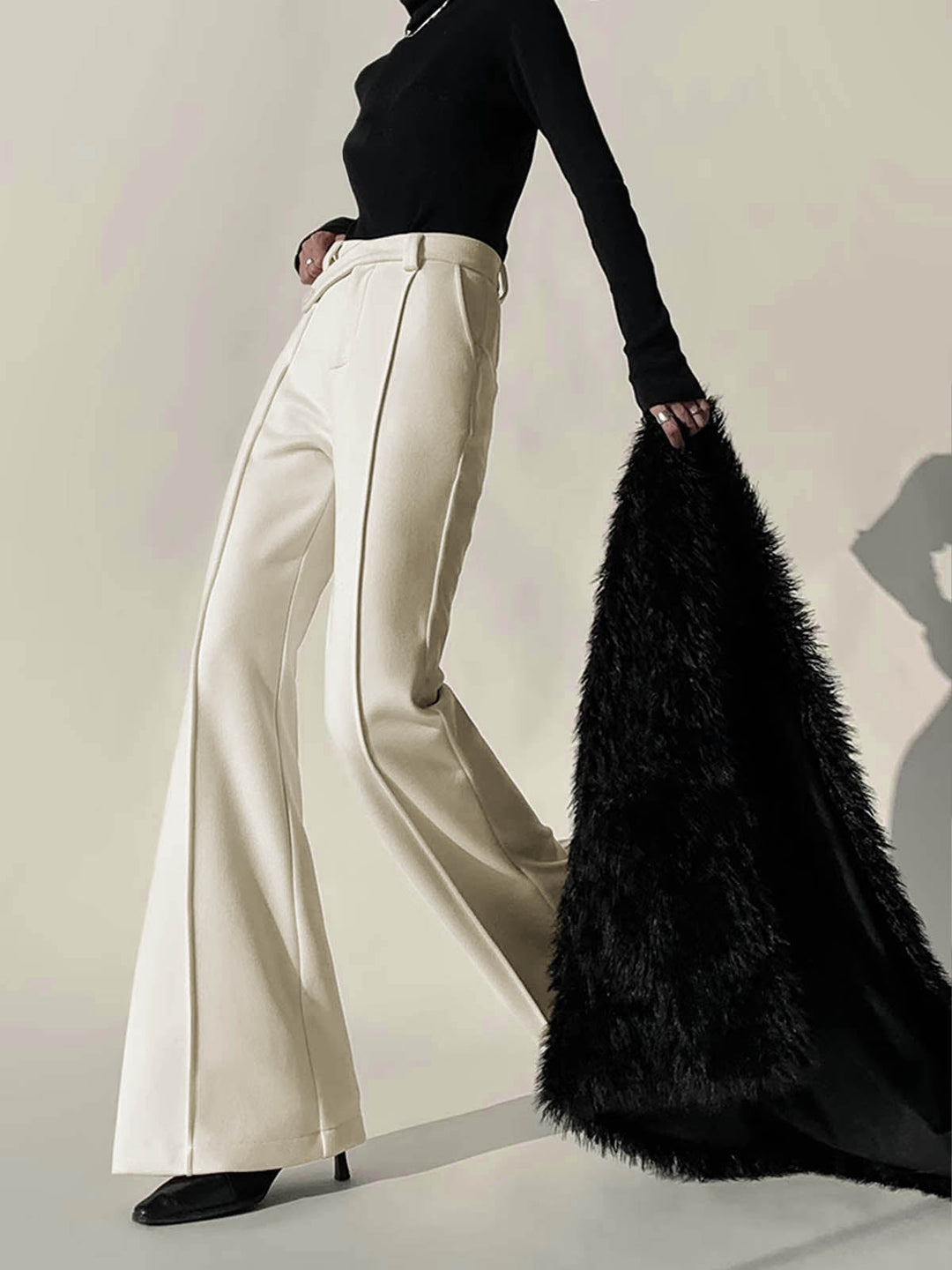 White High-Waist Trousers with Wide Legs for Women - Amara-XS-Nora Luxe