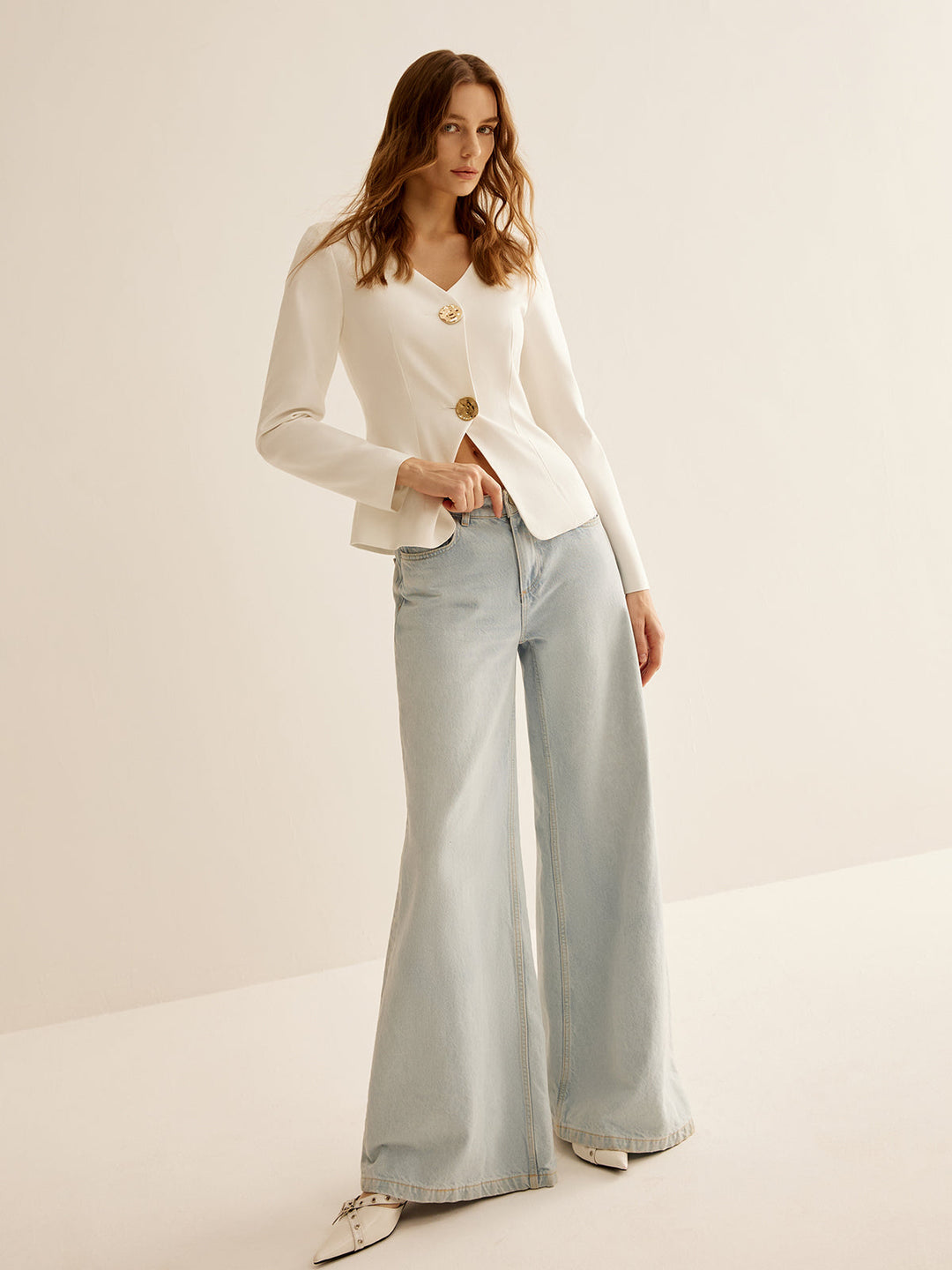 White Slim Fit Ladies Blazer - Clara-XS-Nora Luxe