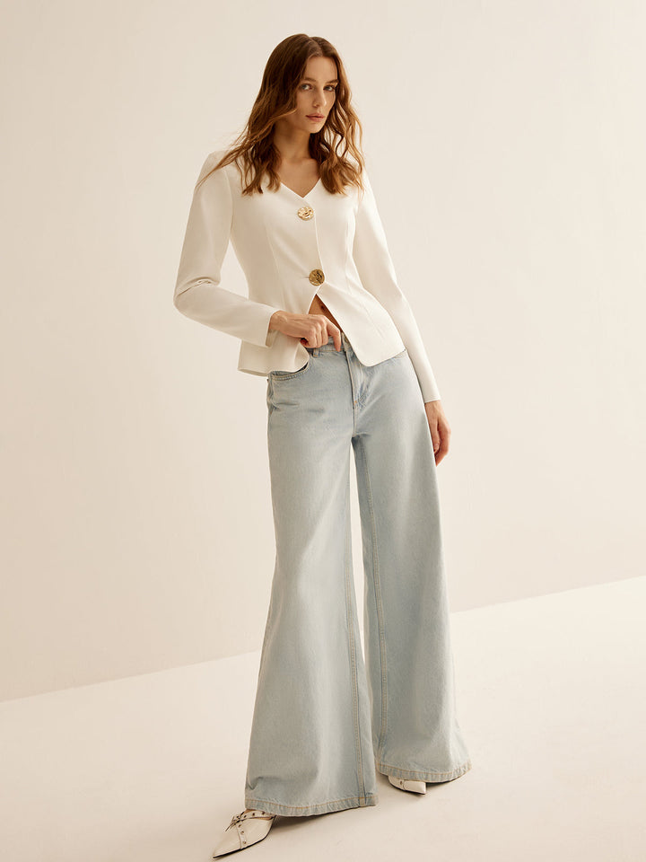 White Slim Fit Ladies Blazer - Clara-XS-Nora Luxe