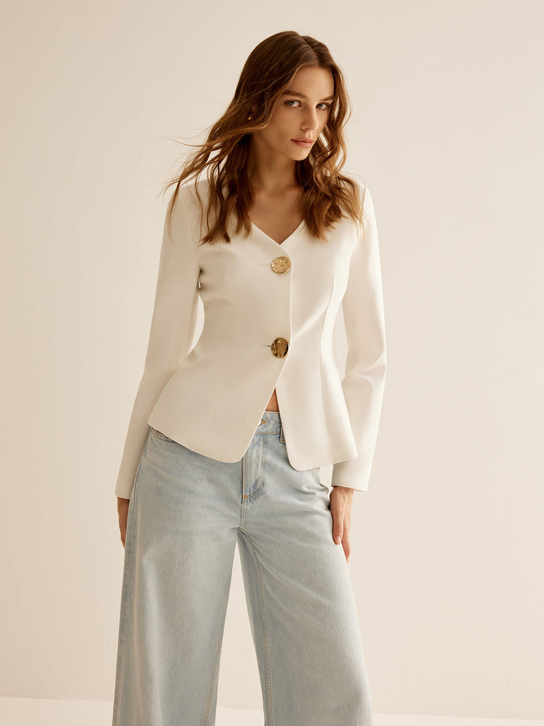 White Slim Fit Ladies Blazer - Clara-XS-Nora Luxe