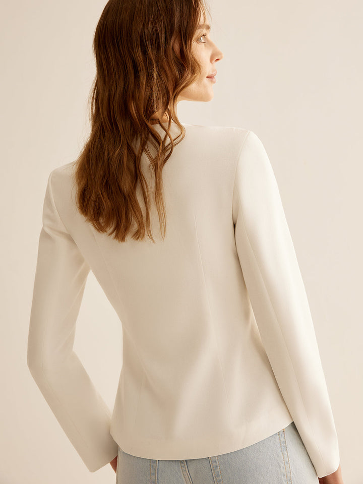 White Slim Fit Ladies Blazer - Clara-XS-Nora Luxe