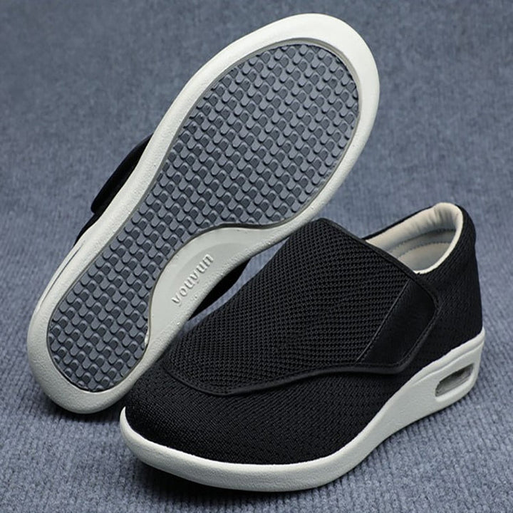 Wide Diabetic Shoes - ComfortEase-Black-6-Nora Luxe