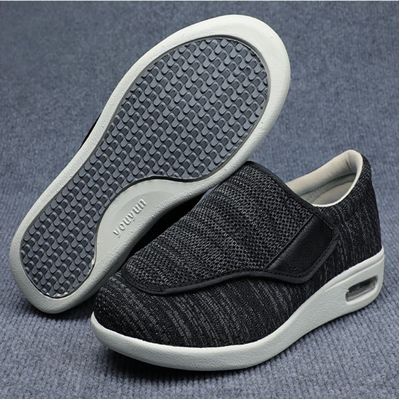 Wide Diabetic Shoes - ComfortEase-Gray-6-Nora Luxe