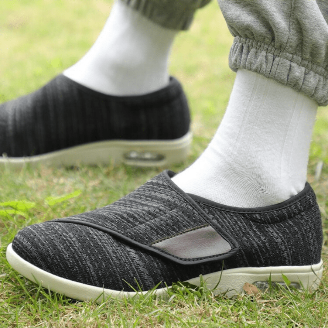 Wide Diabetic Shoes - ComfortEase-Gray-6-Nora Luxe