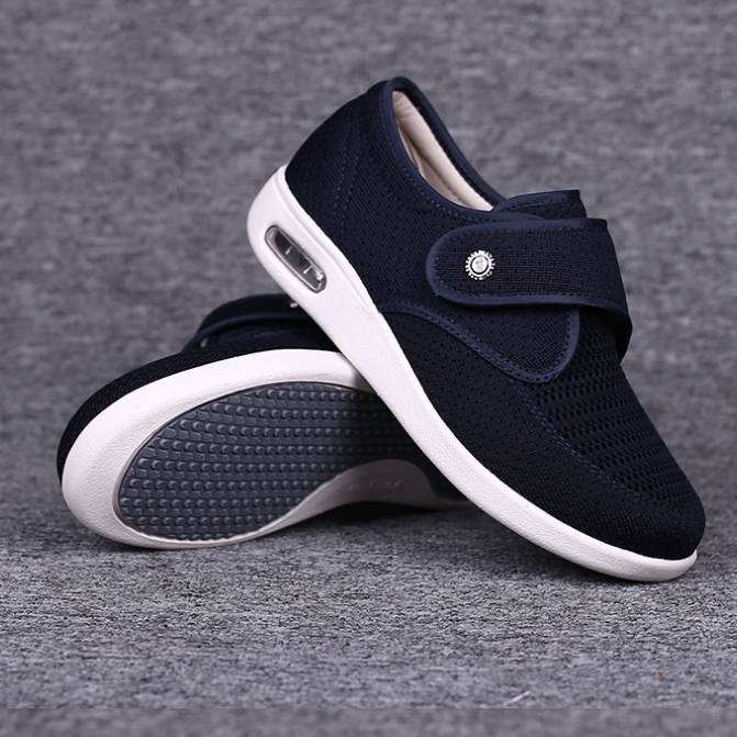 Wide Orthopedic Diabetic Women's Shoes - ComfortPlus-Blue-3.5-Nora Luxe
