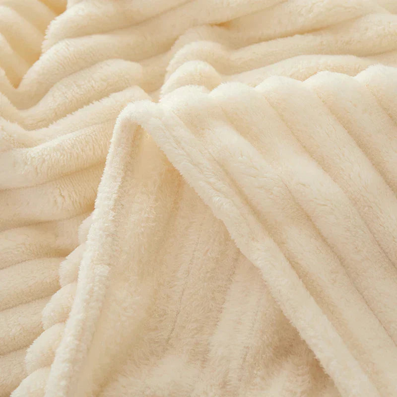Wide Striped Flannel Fleece Blanket - CozyStripe-Red-39.37 × 59.06 inches-Nora Luxe