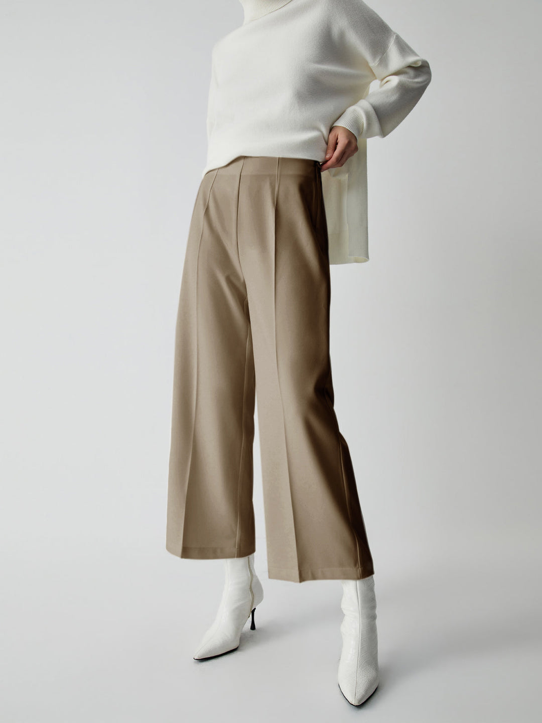 Wide Trousers for Women - Selina-Khaki-XS-Nora Luxe