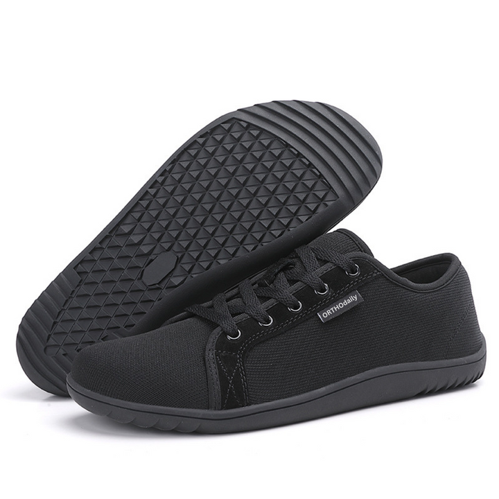 Wide Zero Drop Sneakers - StrideEase-3.5-Black-Nora Luxe