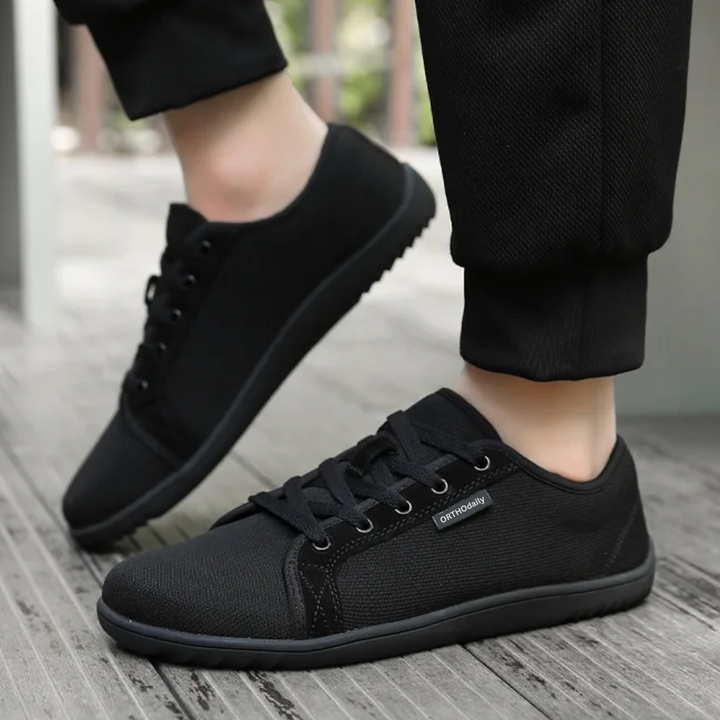 Wide Zero Drop Sneakers - StrideEase-3.5-Black-Nora Luxe