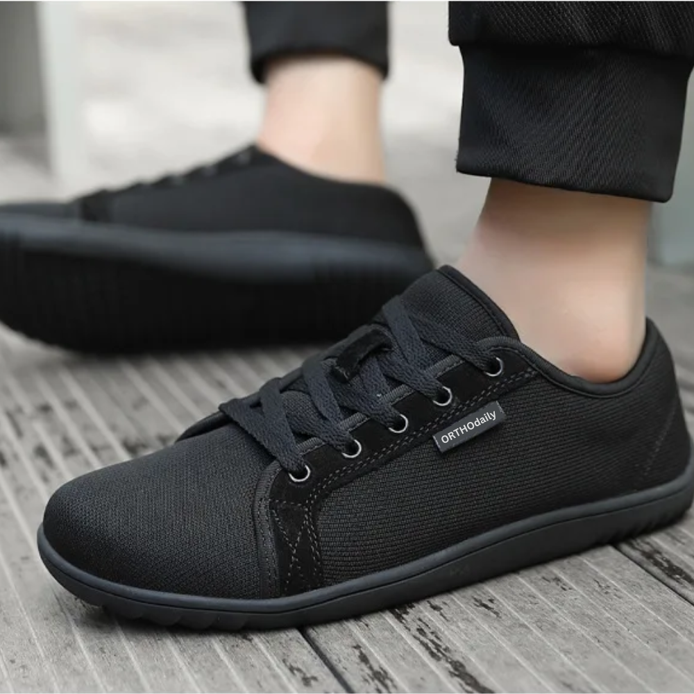 Wide Zero Drop Sneakers - StrideEase-3.5-Black-Nora Luxe