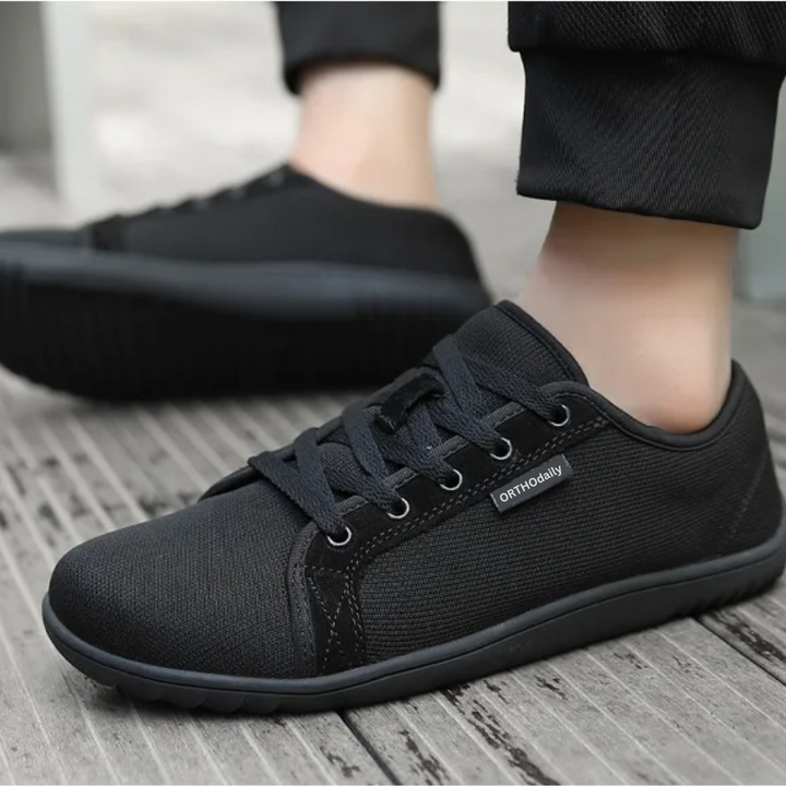 Wide Zero Drop Sneakers - StrideEase-3.5-Black-Nora Luxe