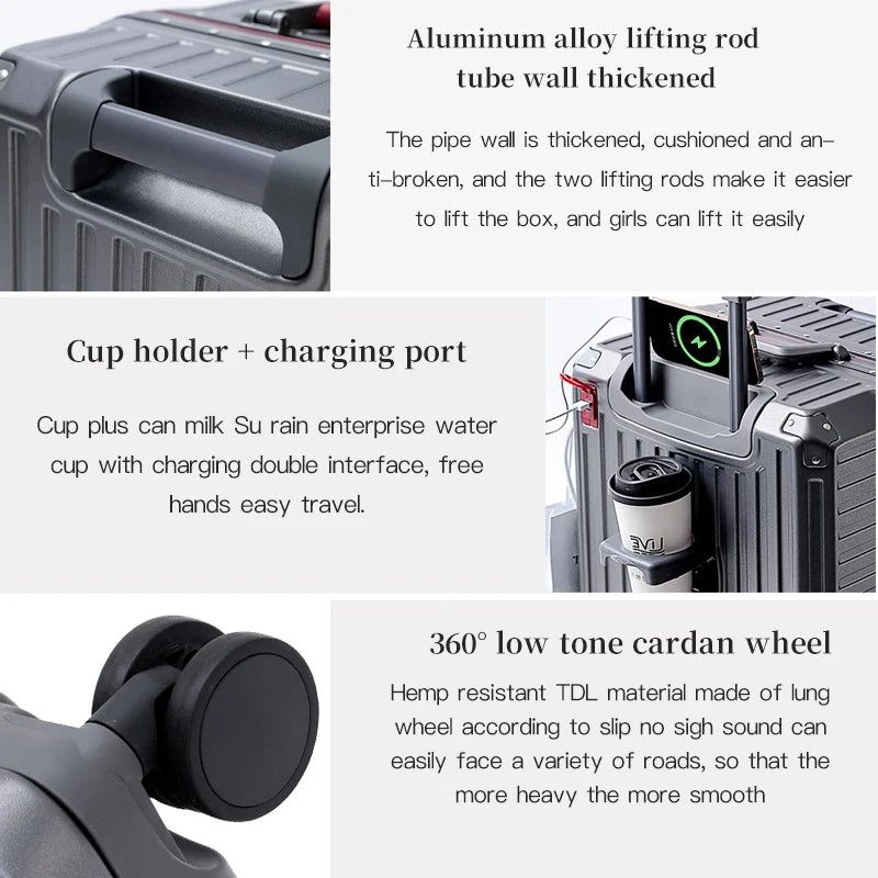 Wider grip hard shell suitcase – Lisbon-Gray-S (45 L)-Nora Luxe