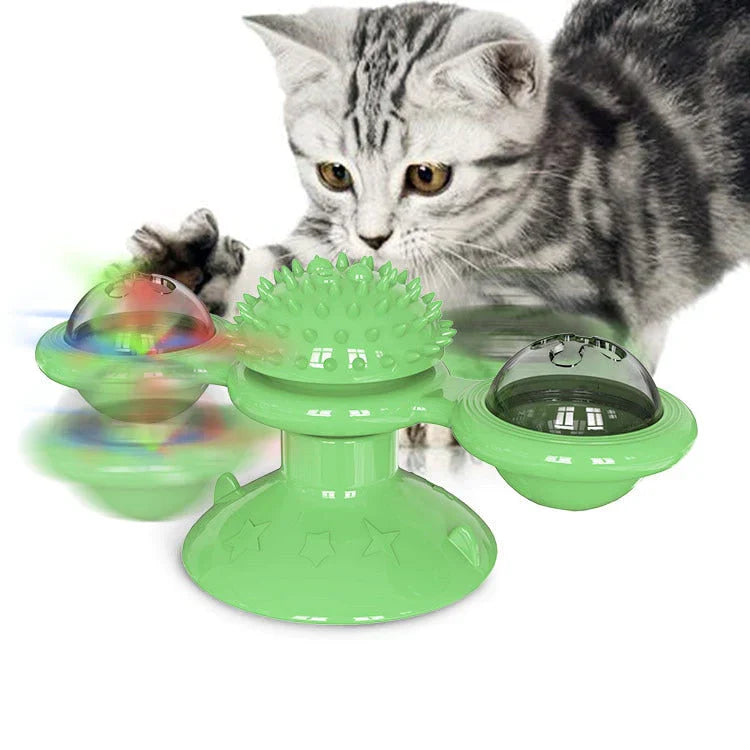 Windmill Cat Toy - WhirlPlay-Green-Nora Luxe