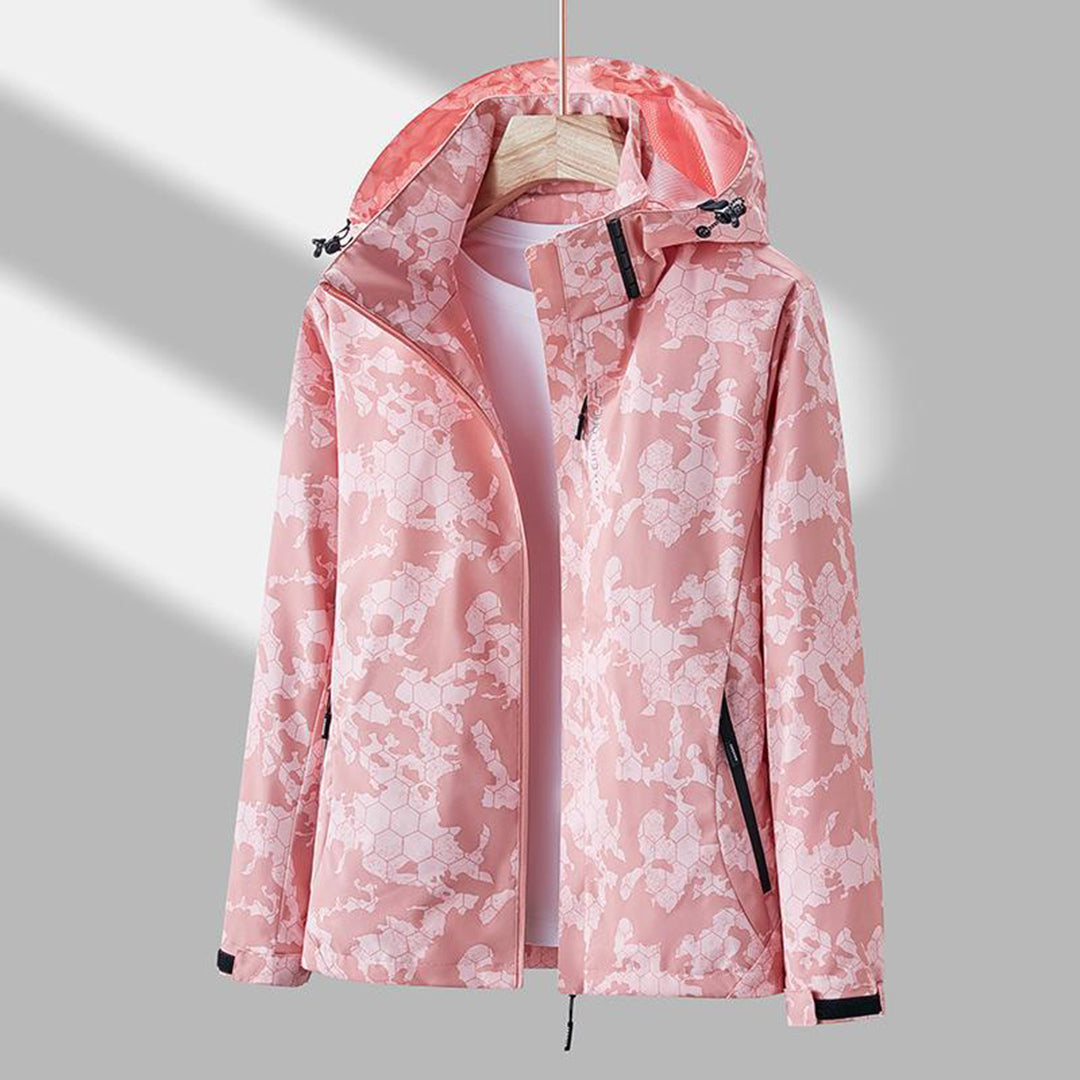 Windproof Ladies Jacket with Hood - Ayla-Pink-M-Nora Luxe