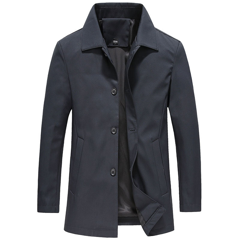 Windproof Long Men's Coat in Solid Colour - Koen-Nora Luxe