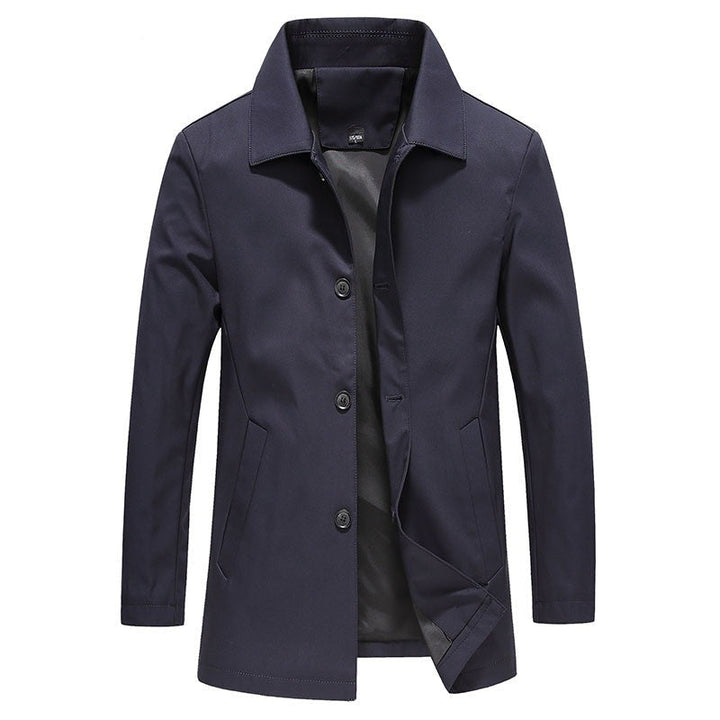 Windproof Long Men's Coat in Solid Colour - Koen-Nora Luxe