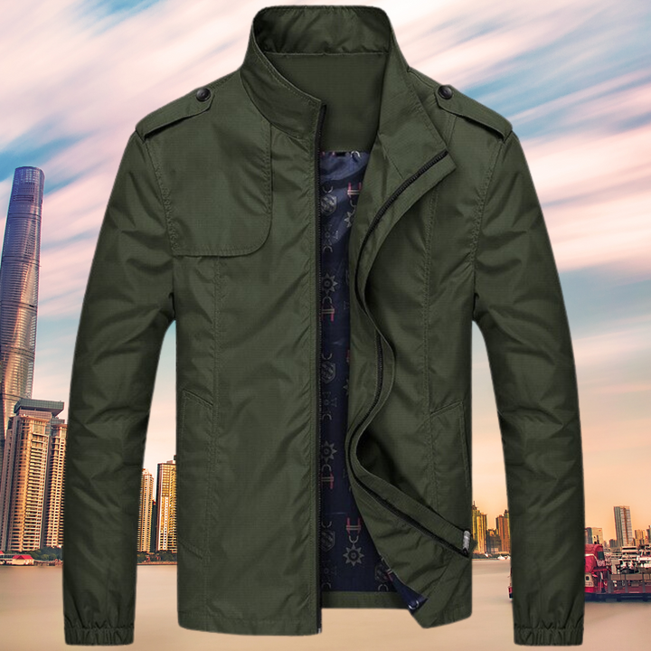 Windproof Men's Jacket with Collar - Camden-Green-M-Nora Luxe