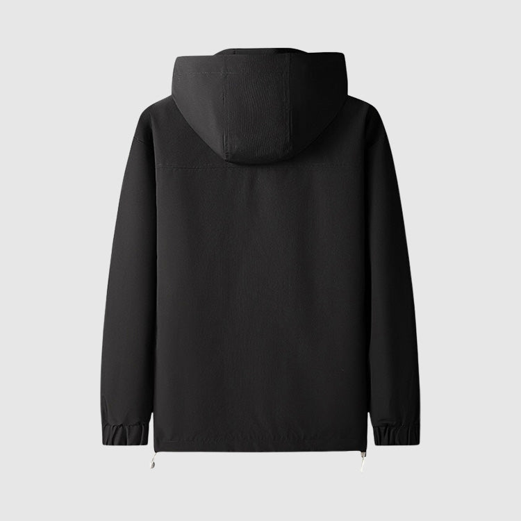 Windproof Men's Jacket with Hood and Zippers - Max-Black-S-Nora Luxe