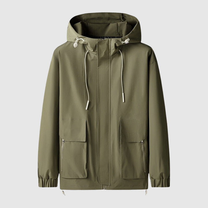 Windproof Men's Jacket with Hood and Zippers - Max-Green-S-Nora Luxe