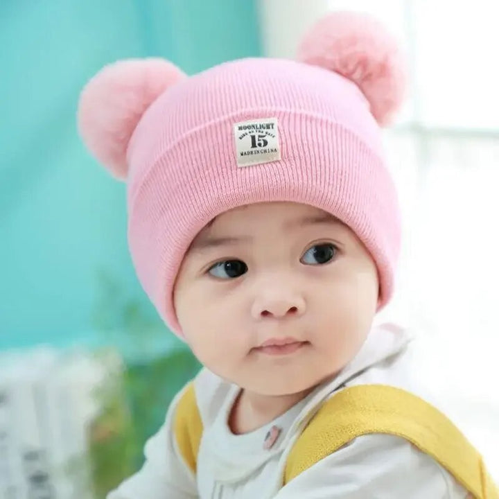 Winter Children's Hat with Pom-Pom-Pink-Nora Luxe