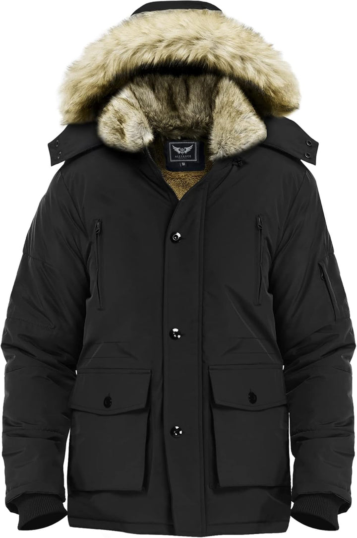 Winter coat with removable hood for men - Gabriel-Black 2-S-Nora Luxe