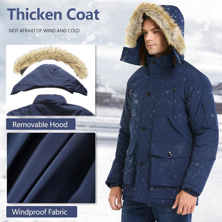 Winter coat with removable hood for men - Gabriel-Black-S-Nora Luxe