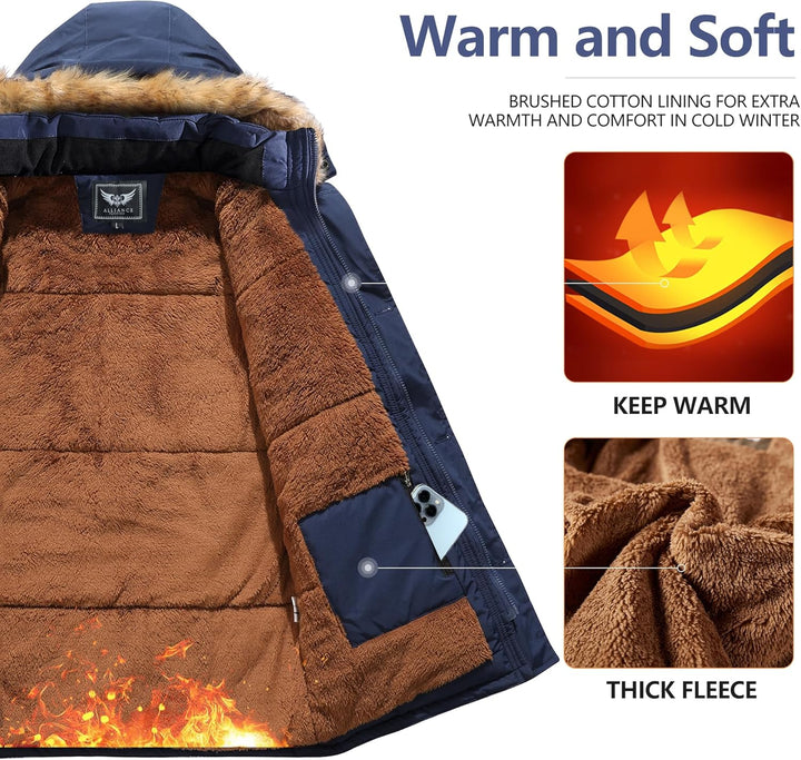 Winter coat with removable hood for men - Gabriel-Black-S-Nora Luxe