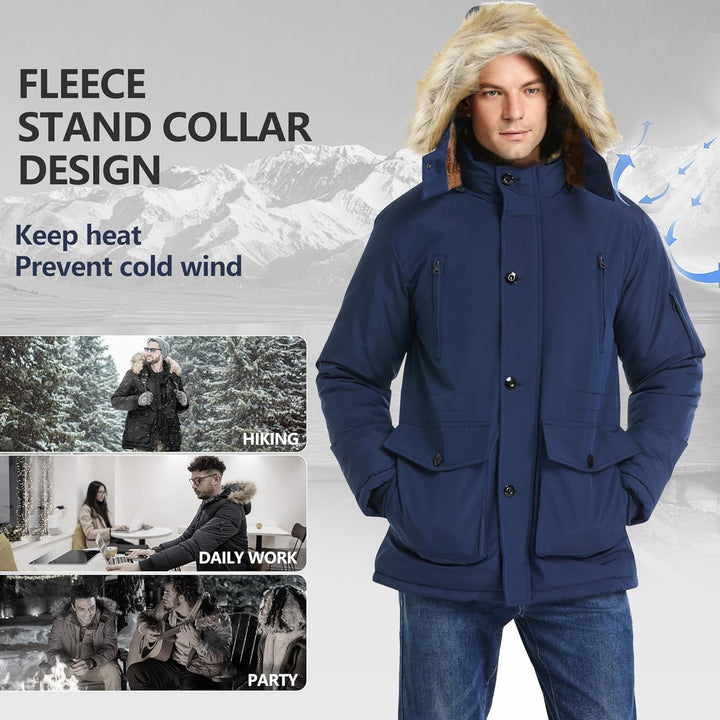 Winter coat with removable hood for men - Gabriel-Black-S-Nora Luxe