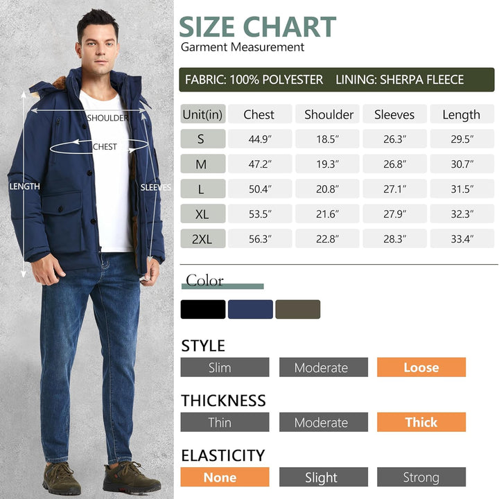 Winter coat with removable hood for men - Gabriel-Black-S-Nora Luxe