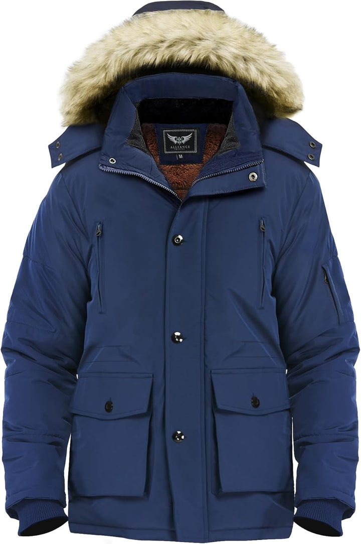 Winter coat with removable hood for men - Gabriel-Black-S-Nora Luxe