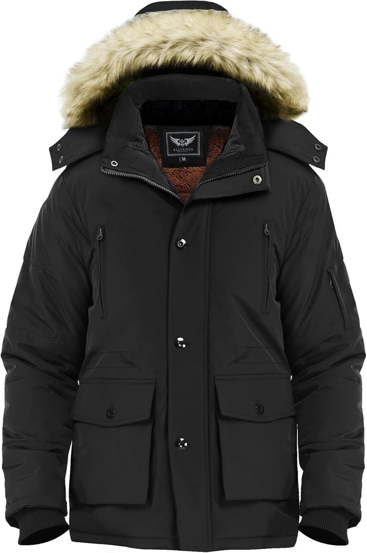 Winter coat with removable hood for men - Gabriel-Black-S-Nora Luxe