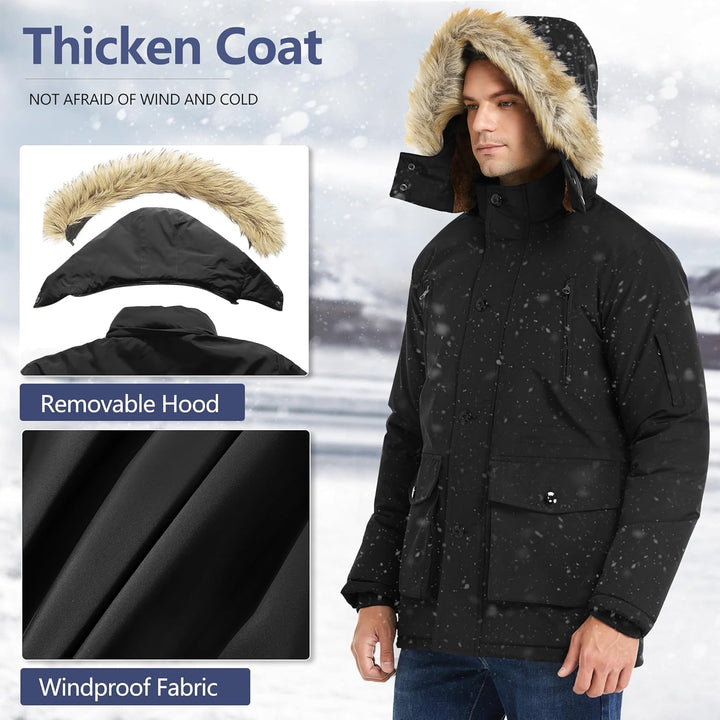 Winter coat with removable hood for men - Gabriel-Black-S-Nora Luxe