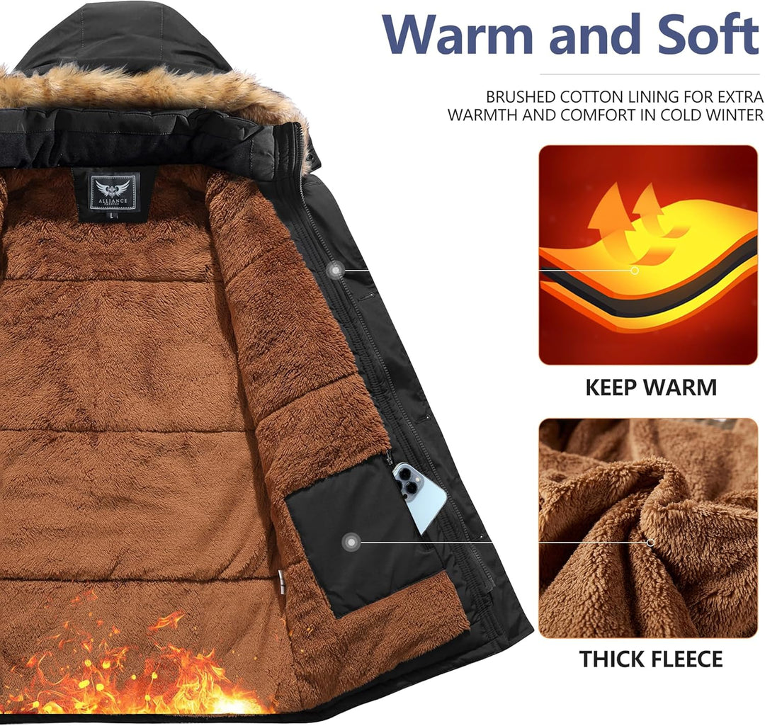 Winter coat with removable hood for men - Gabriel-Black-S-Nora Luxe