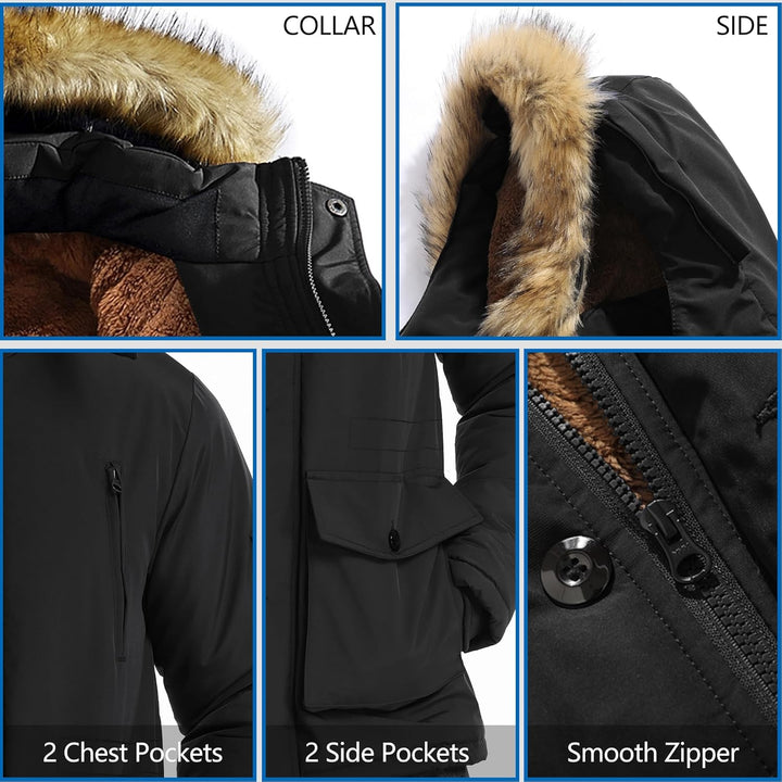 Winter coat with removable hood for men - Gabriel-Black-S-Nora Luxe