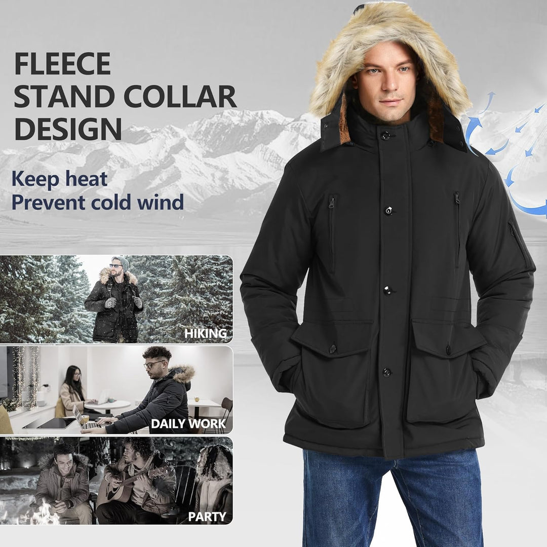 Winter coat with removable hood for men - Gabriel-Black-S-Nora Luxe