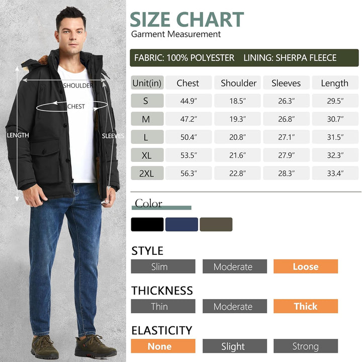 Winter coat with removable hood for men - Gabriel-Black-S-Nora Luxe