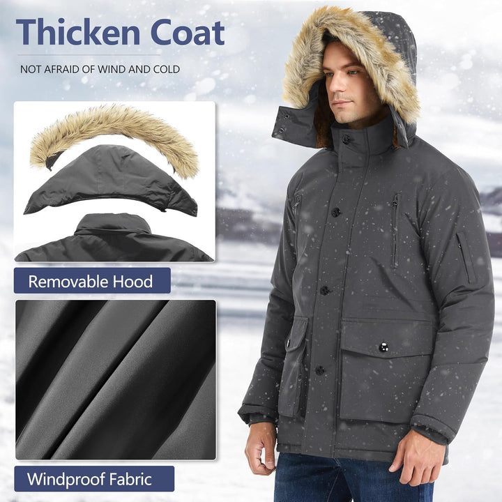 Winter coat with removable hood for men - Gabriel-Black-S-Nora Luxe