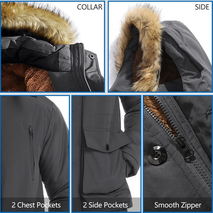 Winter coat with removable hood for men - Gabriel-Black-S-Nora Luxe