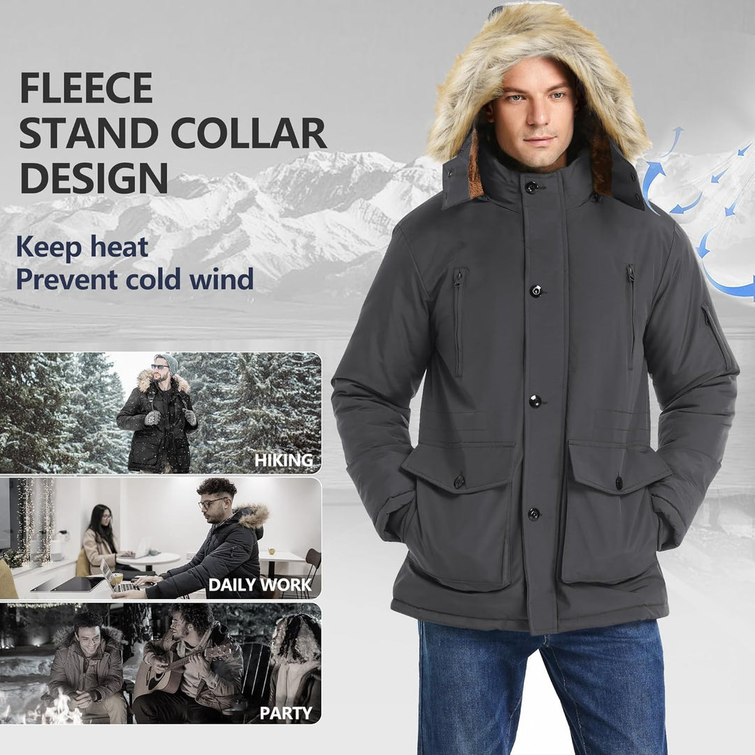 Winter coat with removable hood for men - Gabriel-Black-S-Nora Luxe