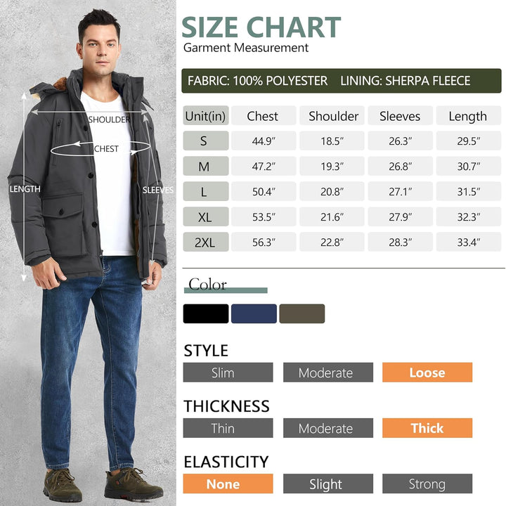 Winter coat with removable hood for men - Gabriel-Black-S-Nora Luxe