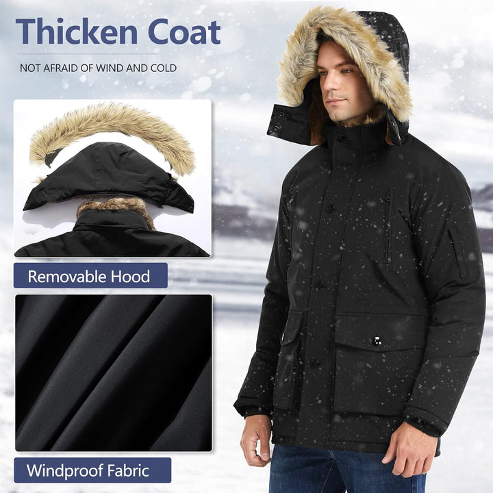 Winter coat with removable hood for men - Gabriel-Black-S-Nora Luxe