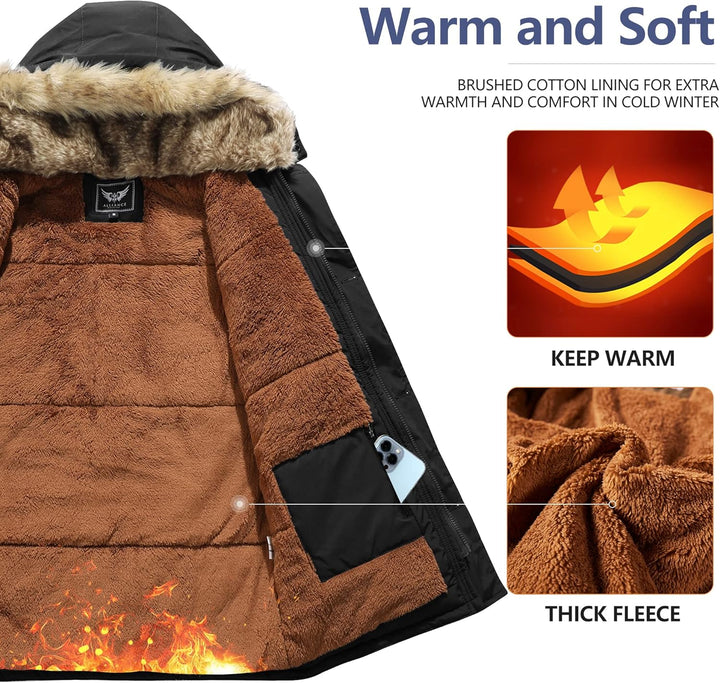 Winter coat with removable hood for men - Gabriel-Black-S-Nora Luxe