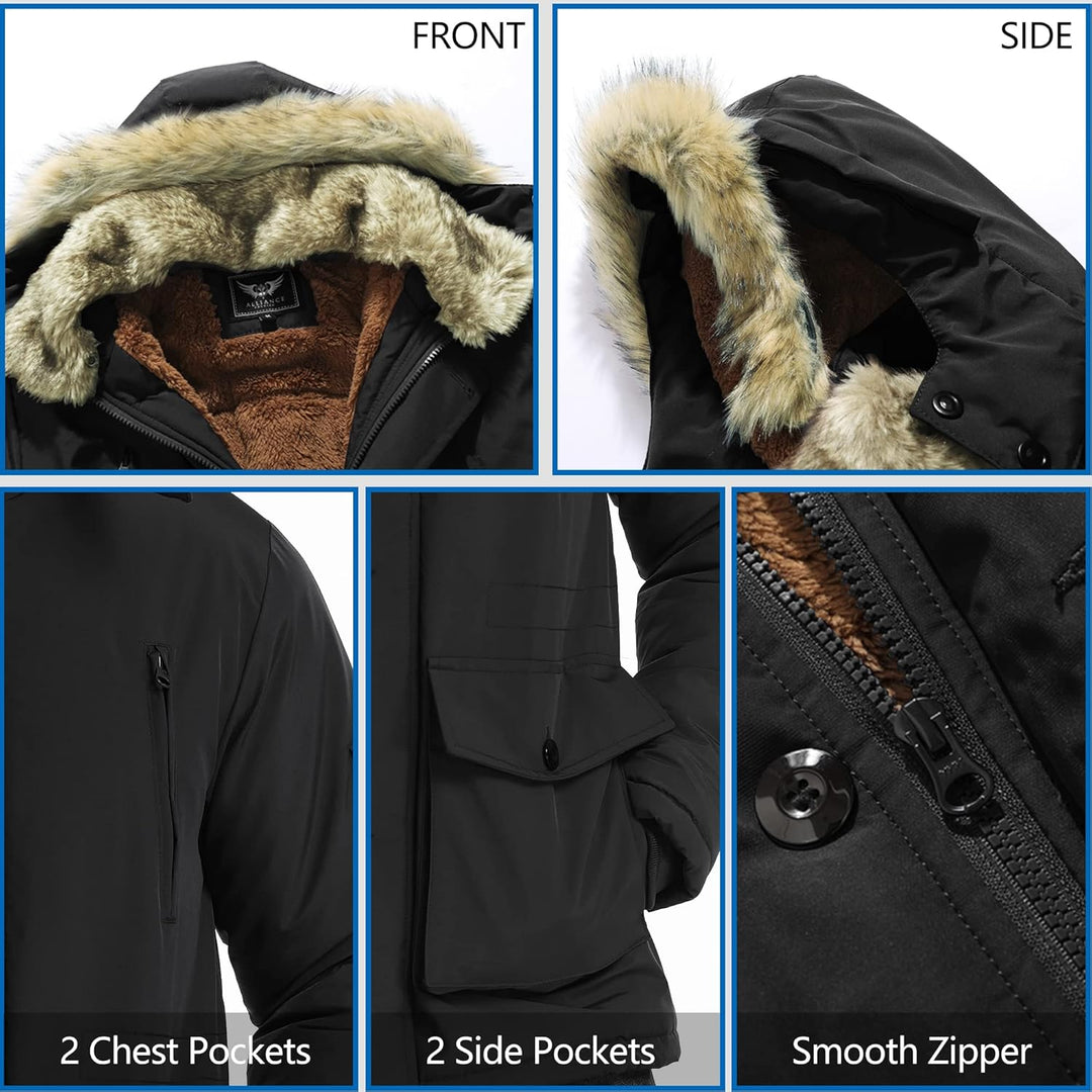 Winter coat with removable hood for men - Gabriel-Black-S-Nora Luxe