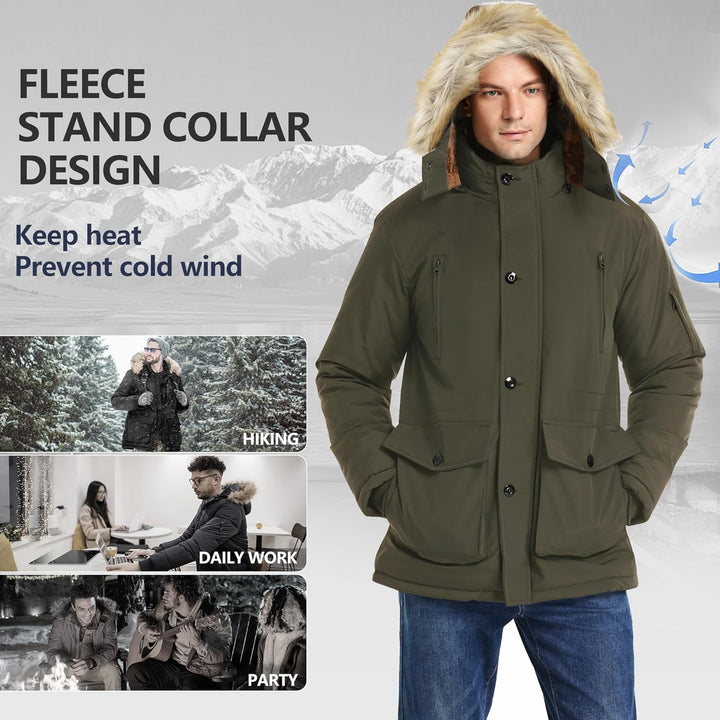 Winter coat with removable hood for men - Gabriel-Black-S-Nora Luxe