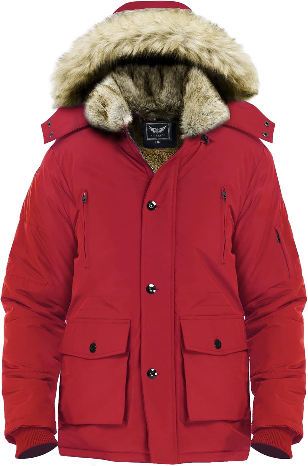 Winter coat with removable hood for men - Gabriel-Red-S-Nora Luxe