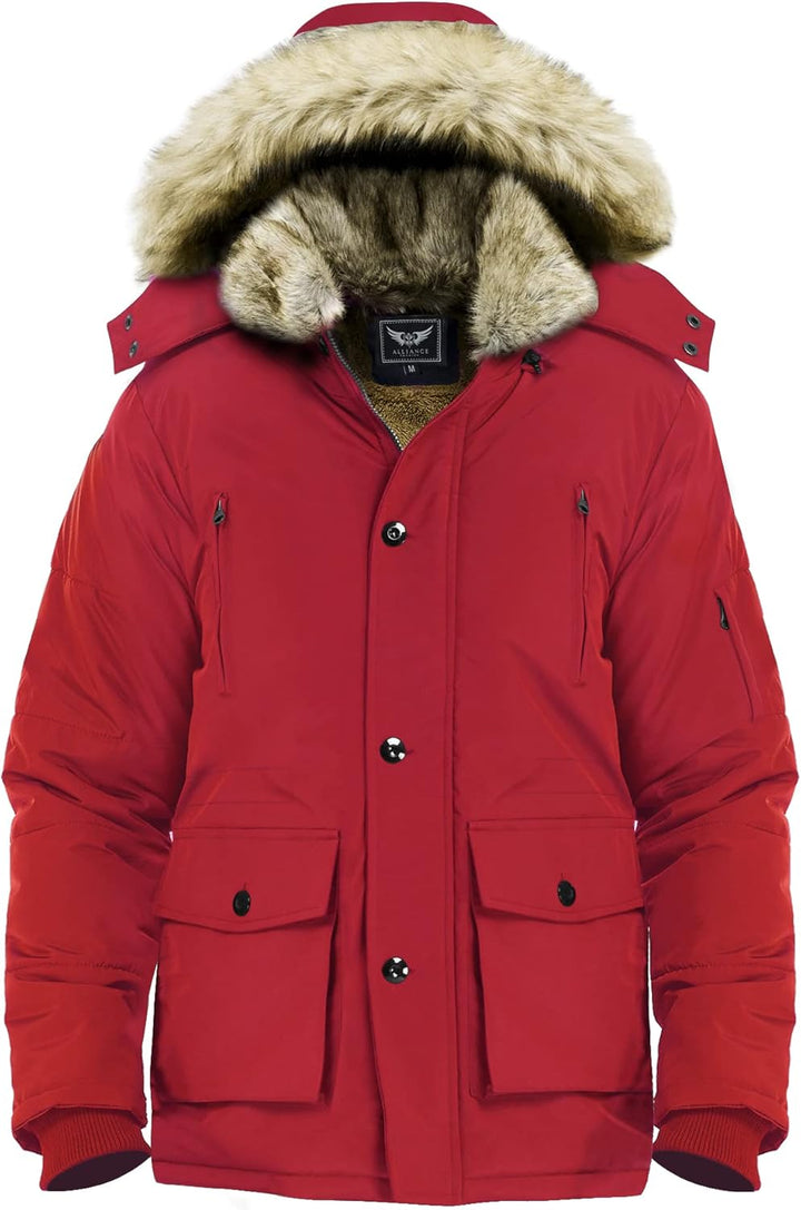 Winter coat with removable hood for men - Gabriel-Red-S-Nora Luxe