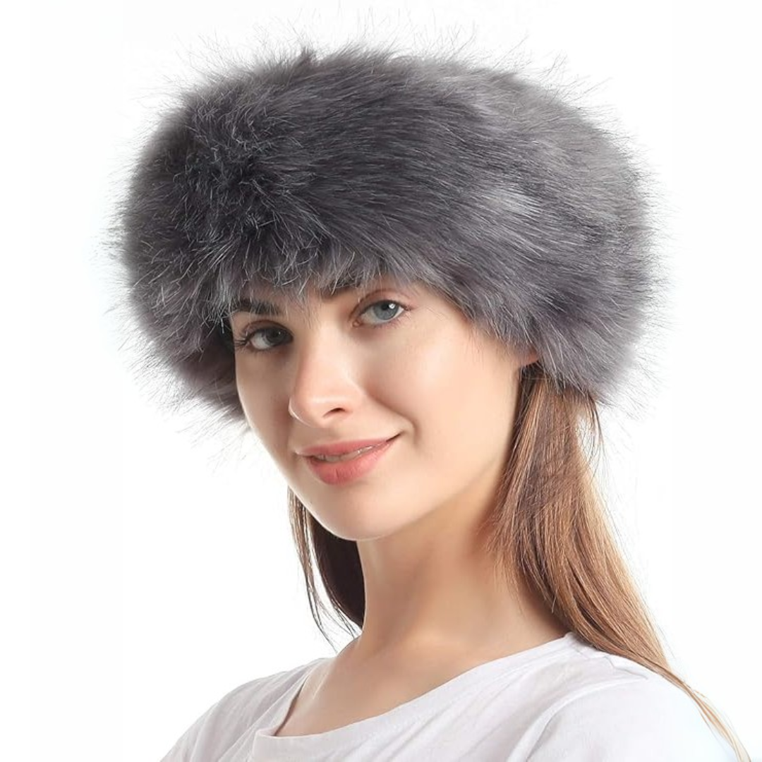 Winter Headband made of Imitation Fur – Olga-Gray-Nora Luxe